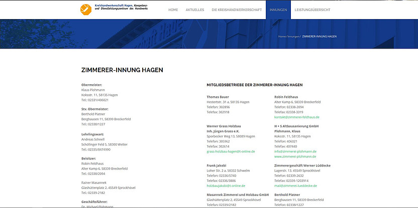 Vorschau www.kh-hagen.de - ZIMMERER INNUNG